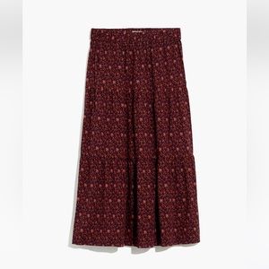 NWT Madewell Pull-On Floral Hippie Boho Tiered Maxi Skirt Orchard Floral Large